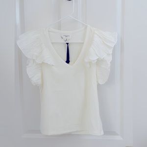 Tuckernuck - Pomander Place - NWT White Tory Flutter Sleeve Top - Size S